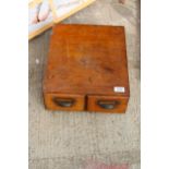 A TWO DRAWER VINTAGE OAK INDEX CABINET