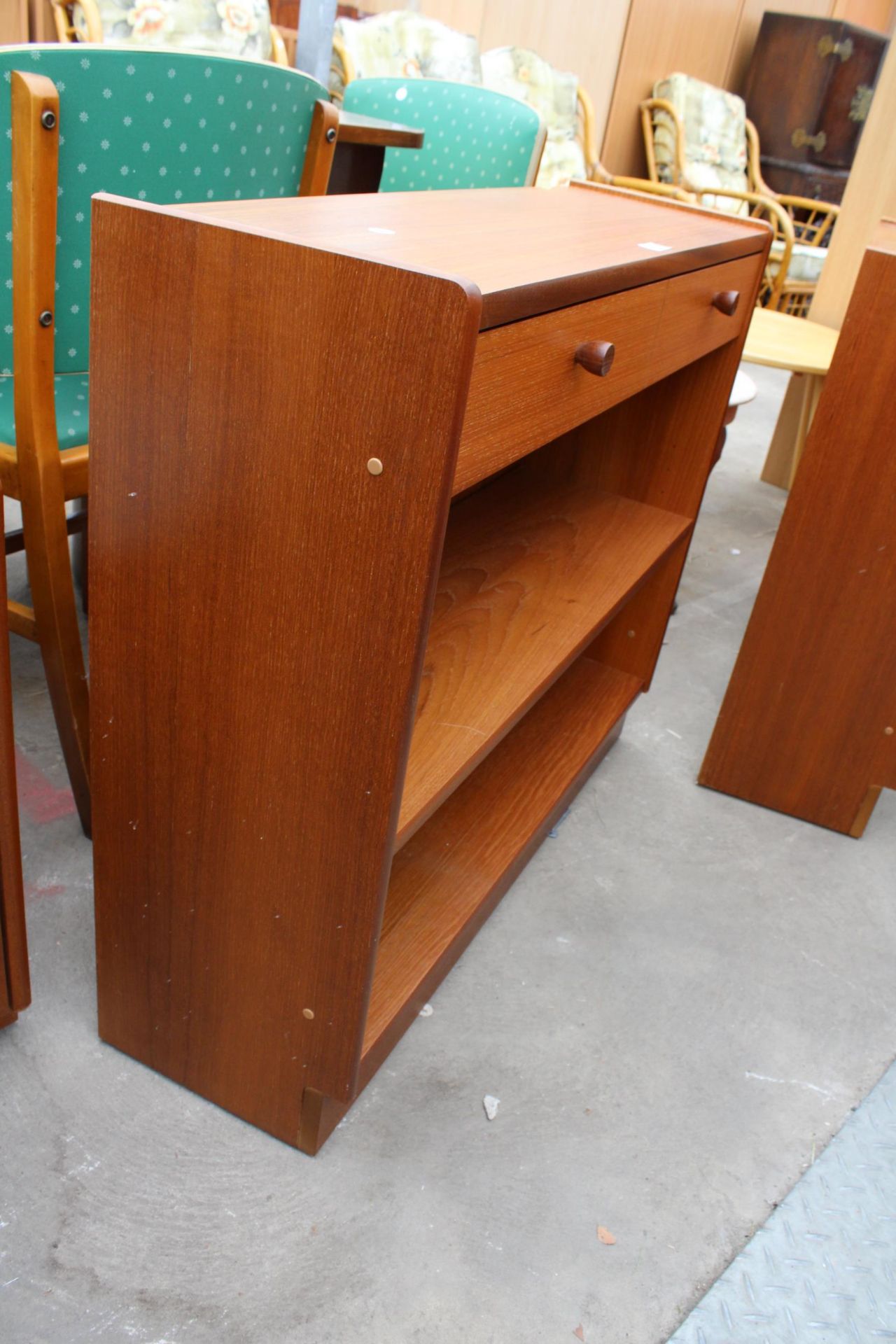 A RETRO TEAK PARKER KNOLL OPEN BOOKCASE WITH SINGLE DRAWER 34" WIDE - Image 2 of 3