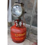 A VINTAGE BULLFINCH LIGHT WITH SHELL GAS BOTTLE