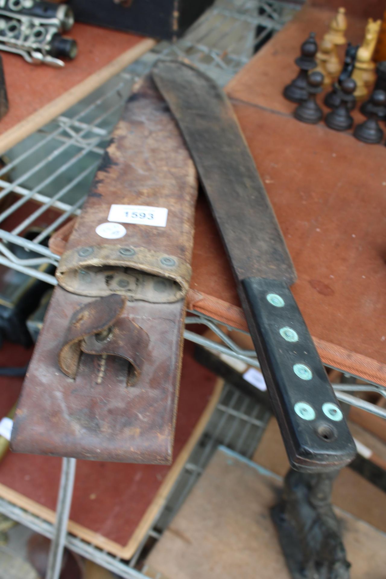 A VINTAGE MACHETTE WITH LEATHER SHEATH - Image 2 of 2