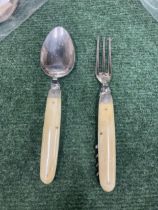 A CAMPAYNE BONE HANDLED FORK AND SPOON - 2 ITEMS