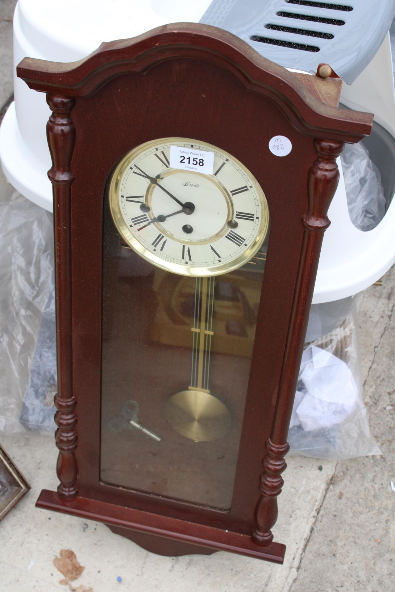 A WESTMINISTER CHIMING WALL CLOCK AND TWO FRAMED PRINTS - Image 2 of 3