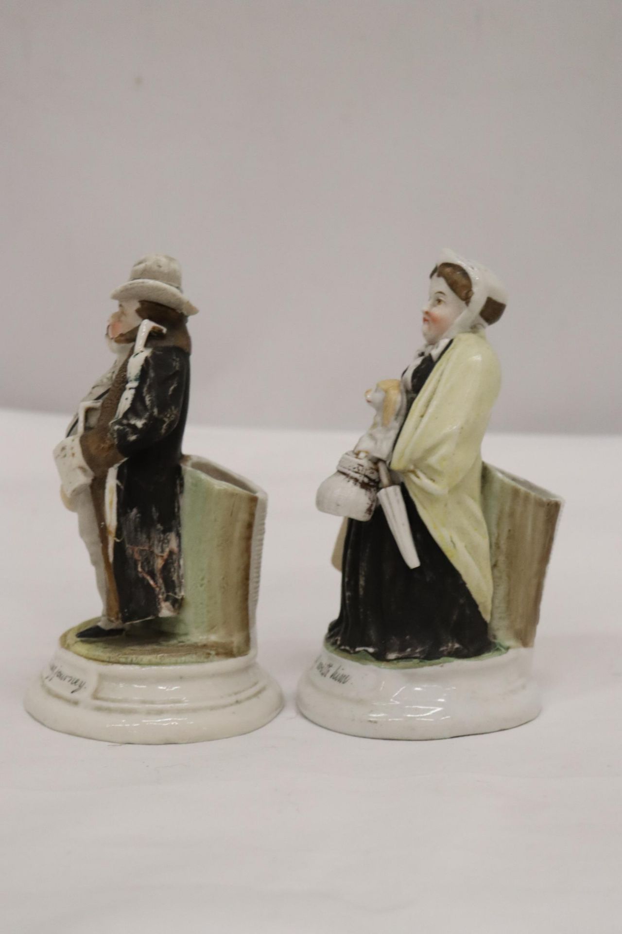 TWO ORIGINAL GERMAN FAIRINGS MATCHSTICK HOLDERS, 'I AM STARTING FOR A LONG JOURNEY', MAN AND 'I AM - Image 5 of 8