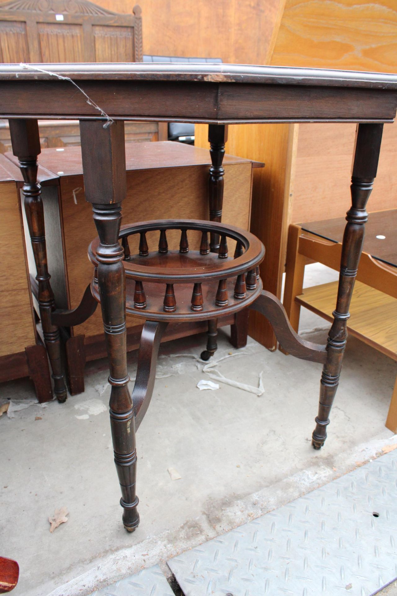 AN OCTAGONAL LATE VICTORIAN CENTRE TABLE WITH GALLERIED UNDER TIER 27" ACROSS - Image 2 of 2