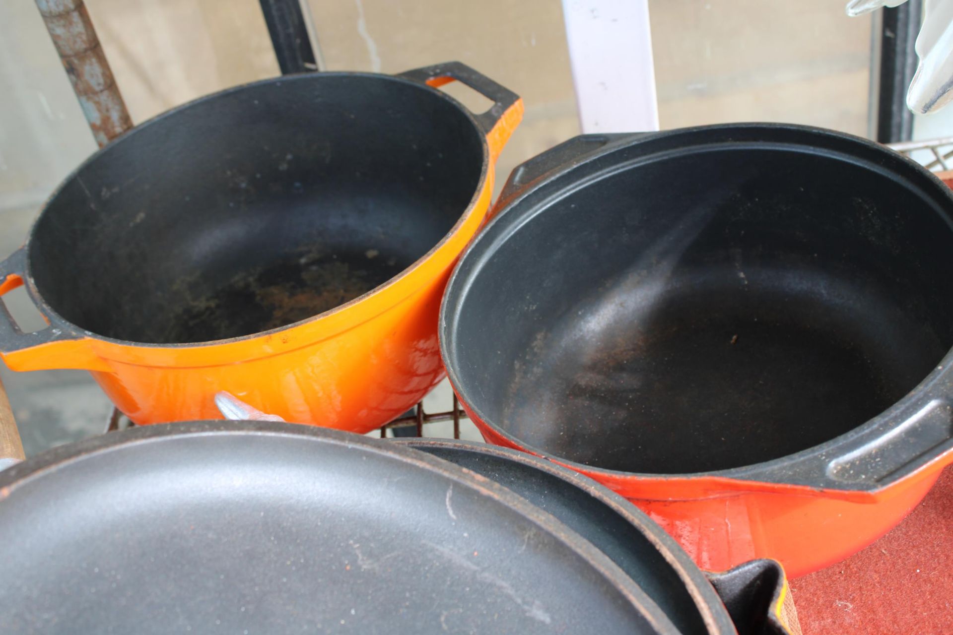 FOUR CAST IRON LE CREUSET STYLE PANS - Image 3 of 3