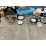 AN ASSORTMENT OF ITEMS TO INCLUDE CLOCKS AND AN ELECTRIC FIRE ETC