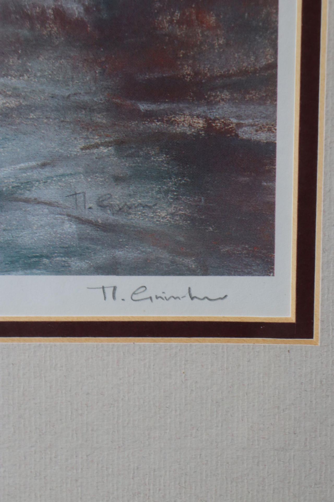 A SIGNED MARC GRIMSHAW PRINT OF A LITTLE GIRL AND BOY KISSING - Image 2 of 6