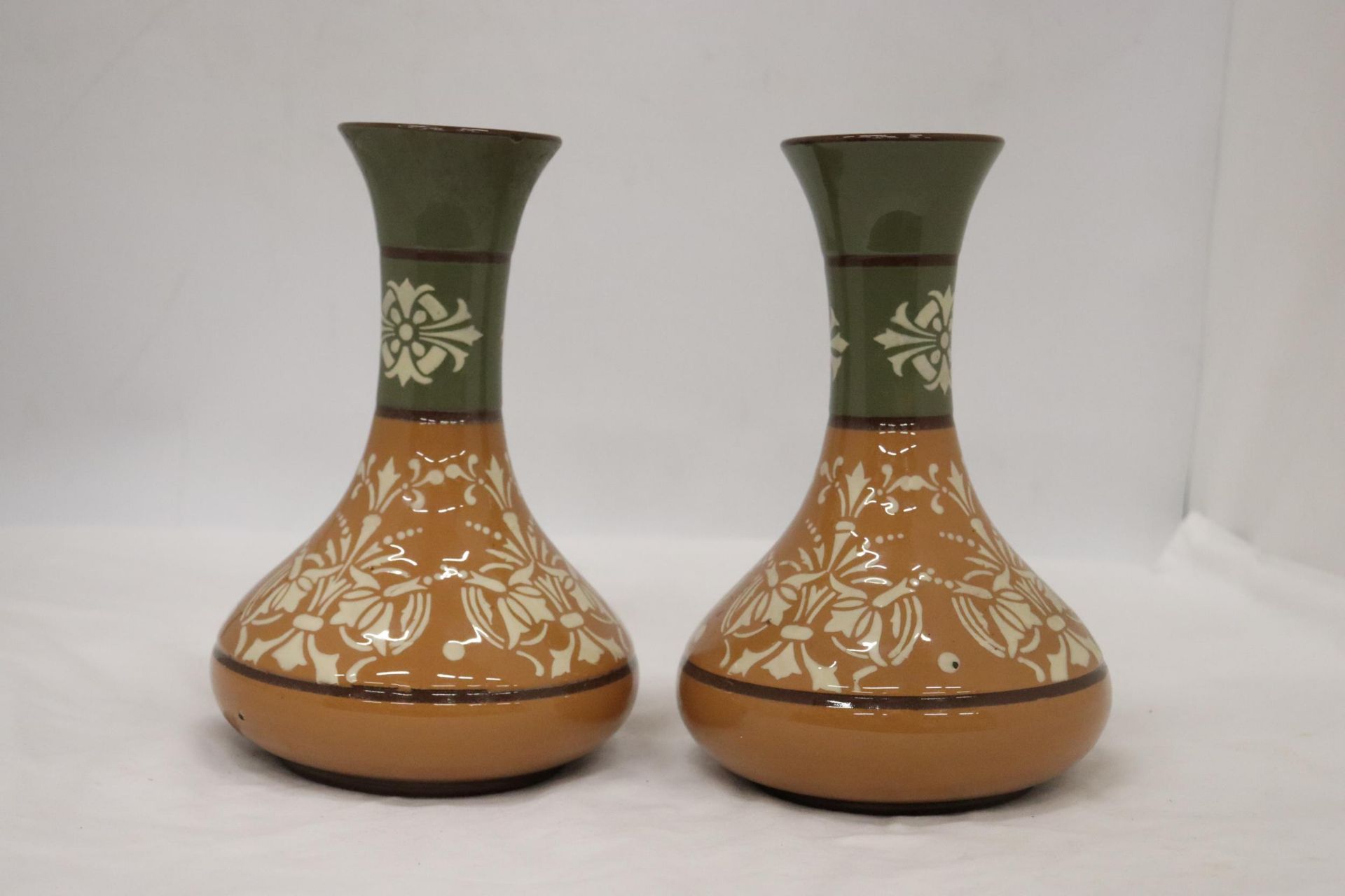 A PAIR OF LANGLEY LOVIQUE WARE ART POTTERY VASES