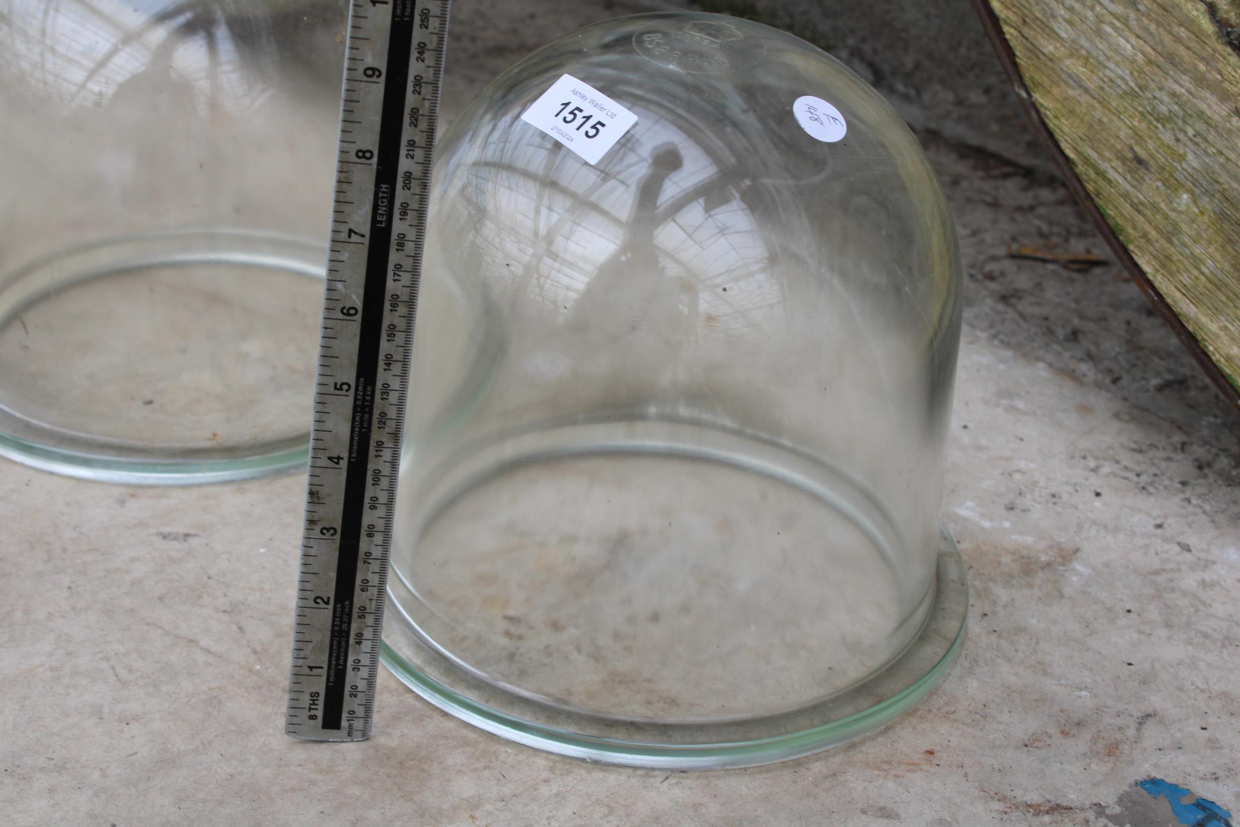A PAIR OF VINTAGE GLASS DISPLAY DOMES BEARING THE MARK FLP TYPEA - Image 3 of 3