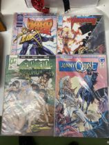 A COLLECTION OF FOUR VINTAGE COMICS TO INCLUDE SAMSLADE, JONNY QUEST,HARD CASE AND VANGUARD