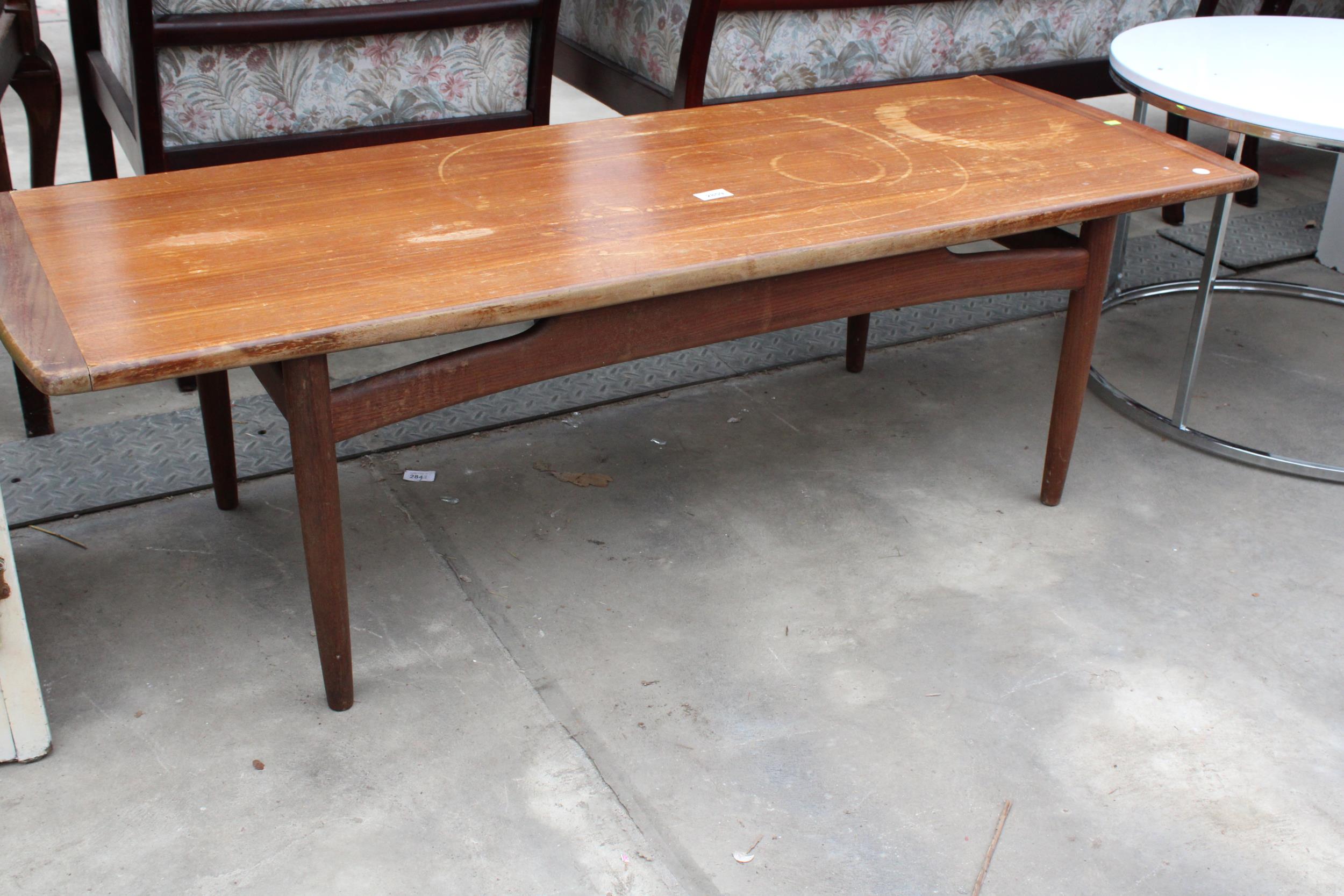 A RETRO TEAK G PLAN E GOMME COFFEE TABLE 53" X 19.5" - Image 2 of 2