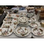 AN EARLY MASONS ENGLISH CHINA DINNER SERVICE IN THE HARD TO FIND WOOD PIGEON PATTERN