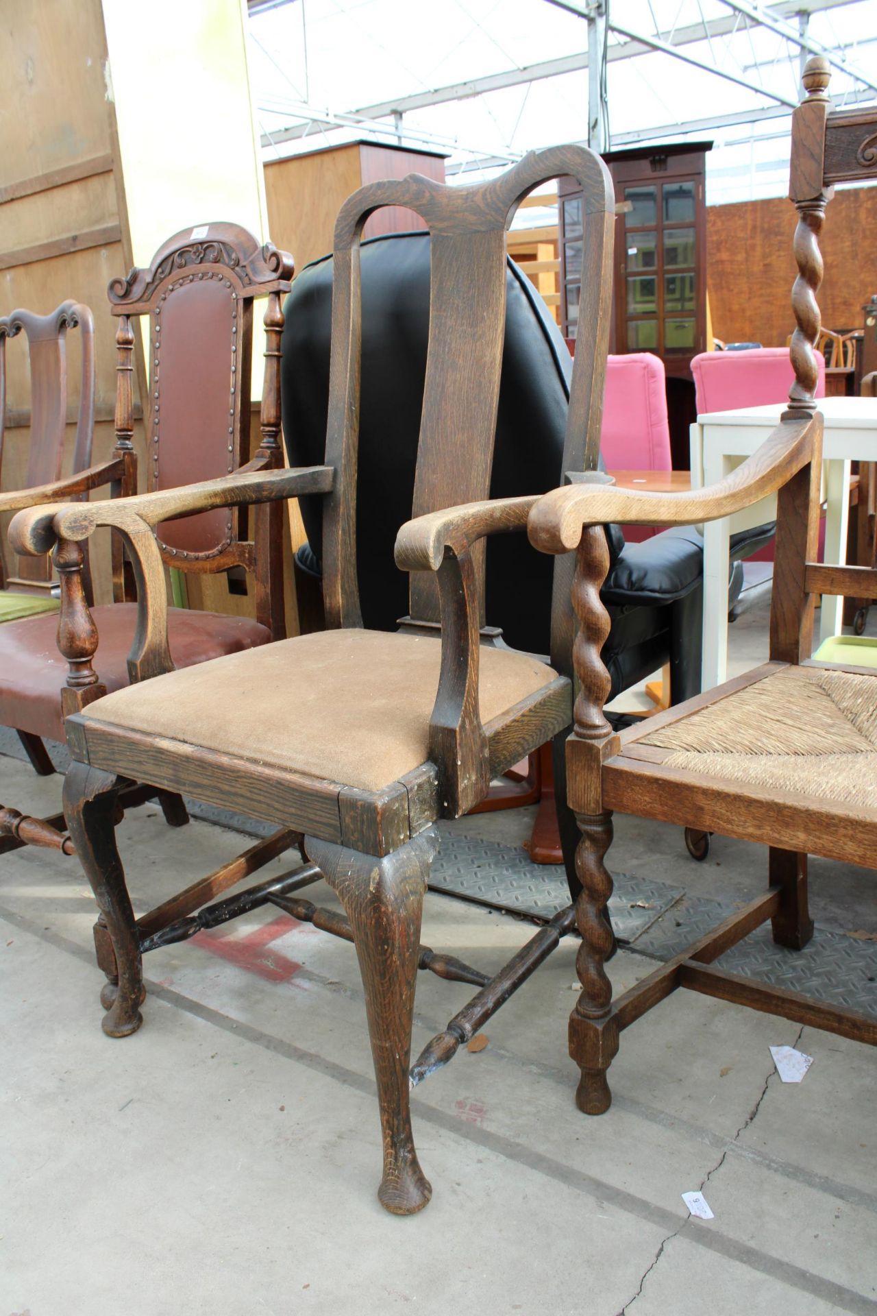 TWO EARLY 20TH CENTURY OAK CARVER CHAIRS - Image 3 of 3