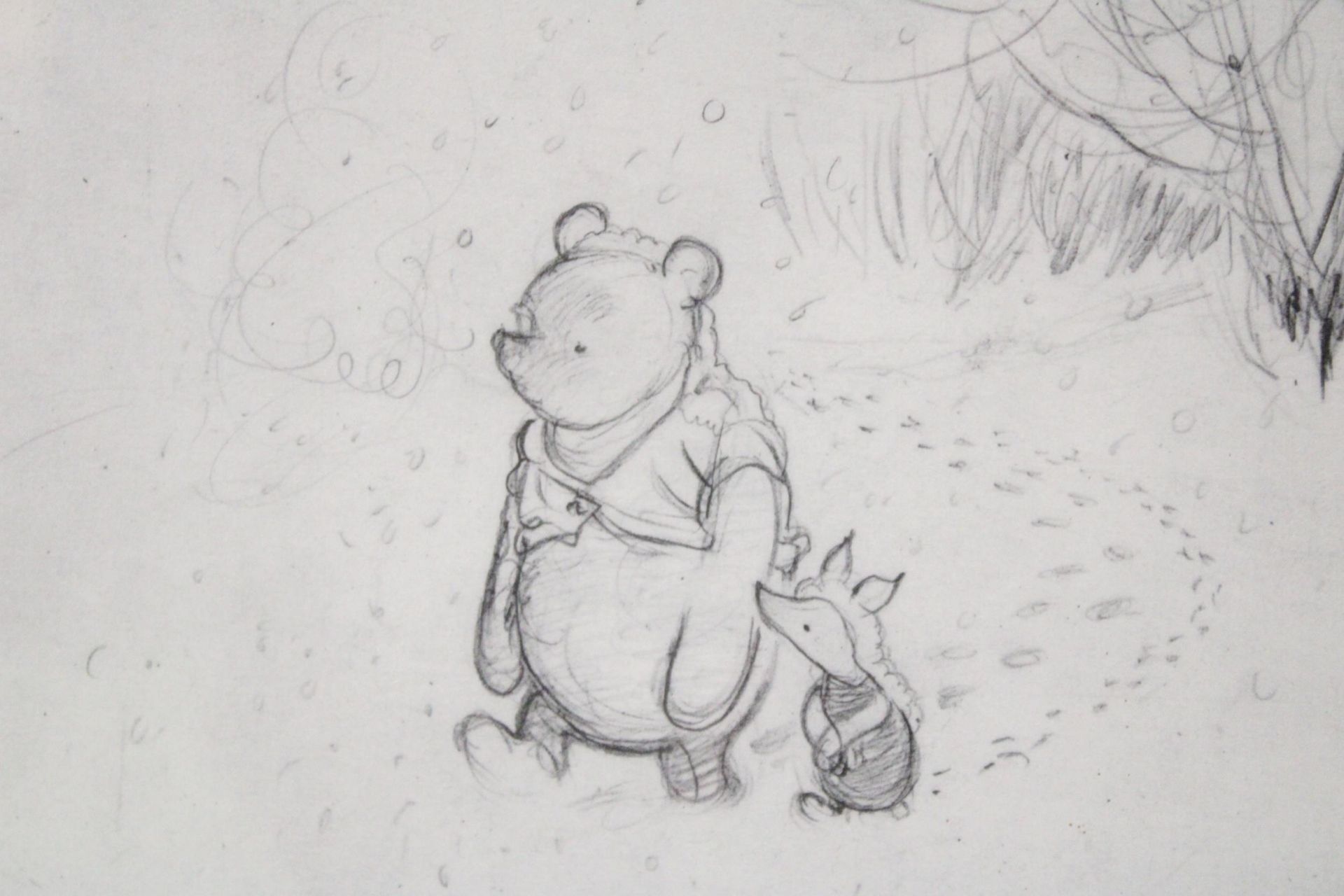 A WINNIE-THE-POOH AND PIGLET IN THE SNOW PENCIL PRINT, 51CM X 45CM - Image 2 of 4