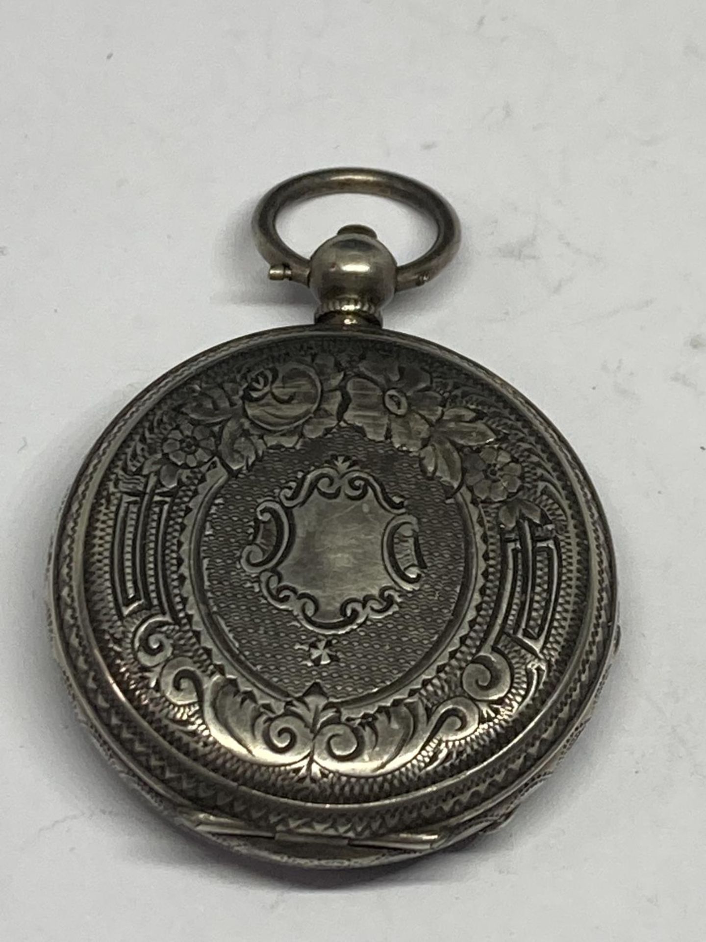 A SILVER FOB WATCH - Image 2 of 3