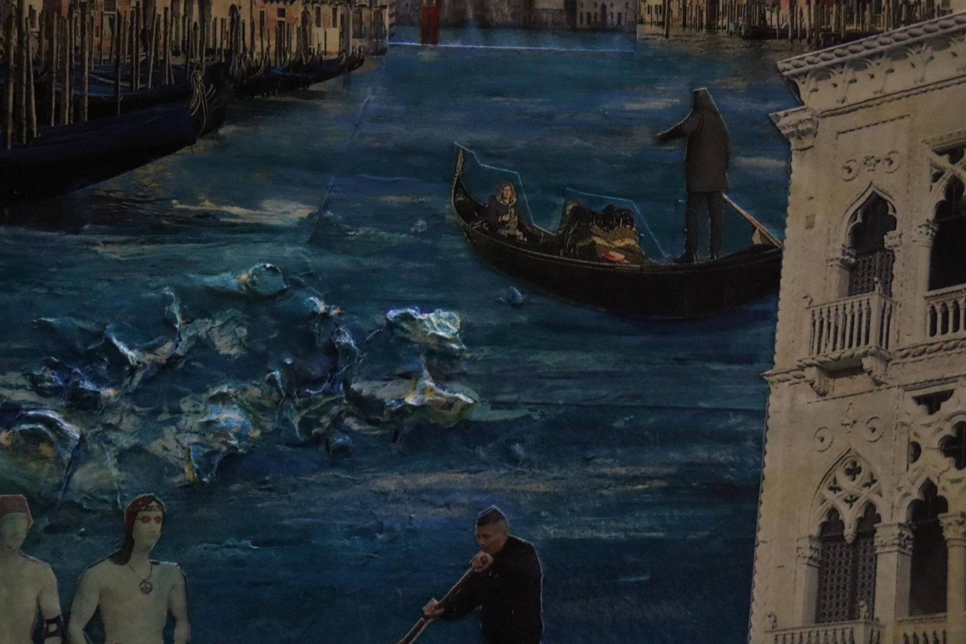A FUTURISTIC OIL PAINTING WITH MONTAGES OF VENICE - Image 2 of 4