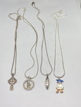 FOUR SILVER NECKLACES