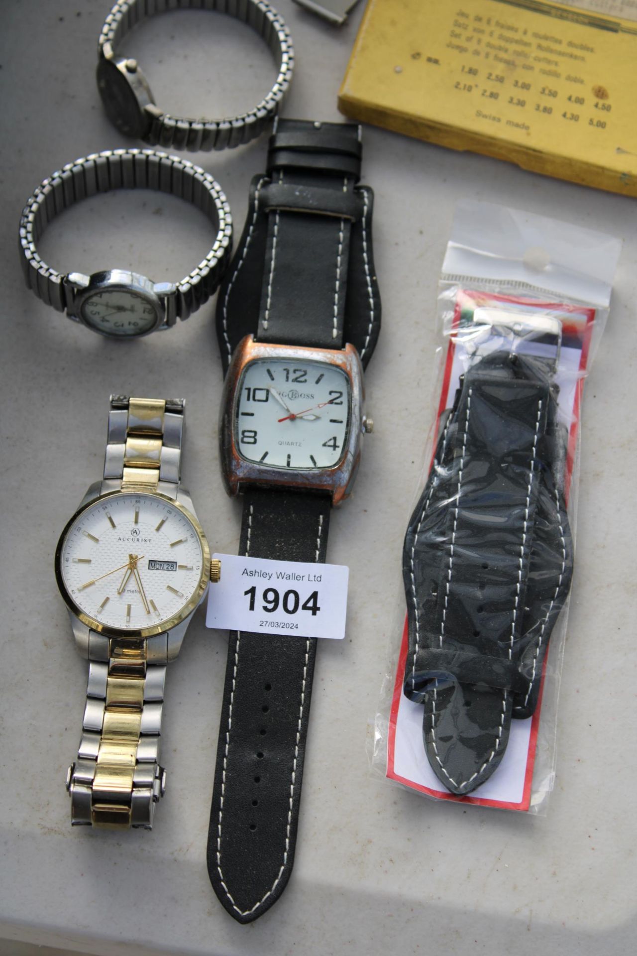 AN ASSORTMENT OF FASHION WATCHES AND TWO POCKET WATCH CHAINS ETC - Image 3 of 3