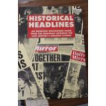 A BOXED 'HISTORIC HEADLINES' SET, WITH SIX REPRINTED NEWSPAPERS TAKEN FROM ORIGINALS, TO INCLUDE THE