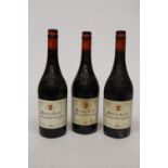 THREE BOTTLES OF RED PRESTIGE CALVET COTES DU RHONE VILLAGES 2015 - 14 PER CENT