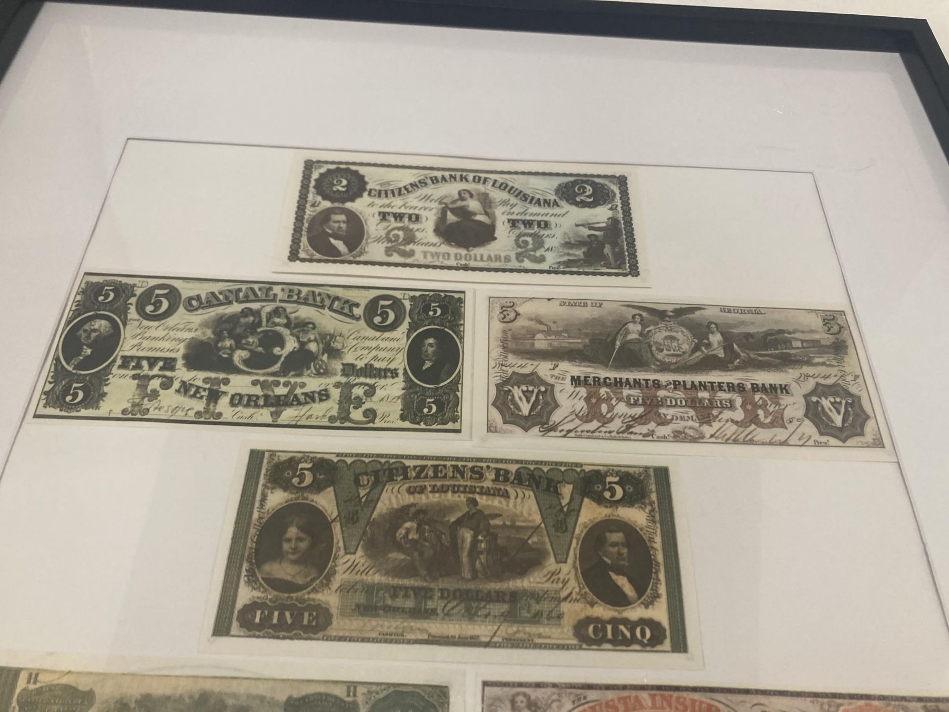 NINE COPIES OF AMERICAN BANK NOTES, FRAMED - Image 2 of 2