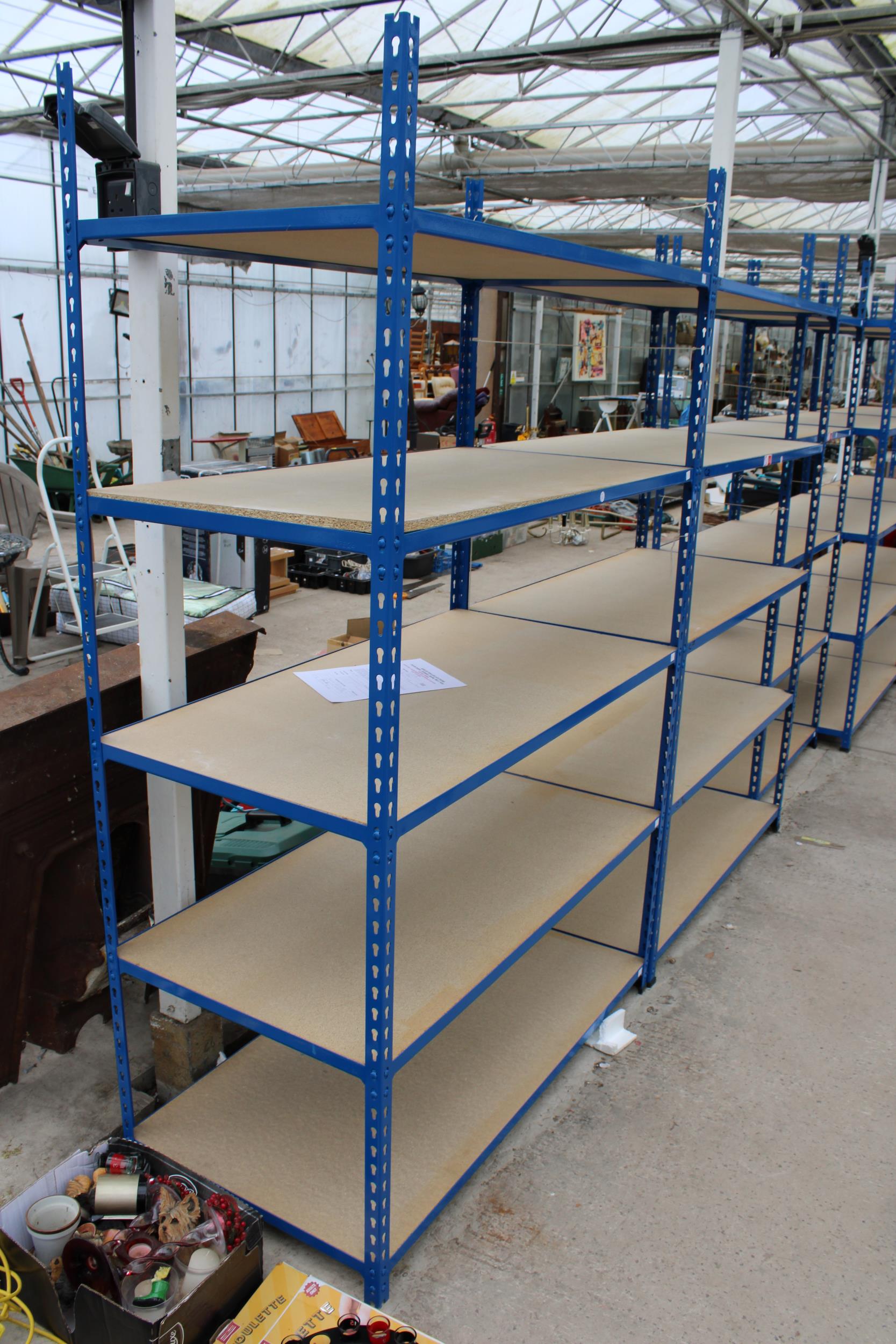 THREE FIVE TIER METAL AND CHIPBOARD SHELVING UNITS - Image 2 of 2