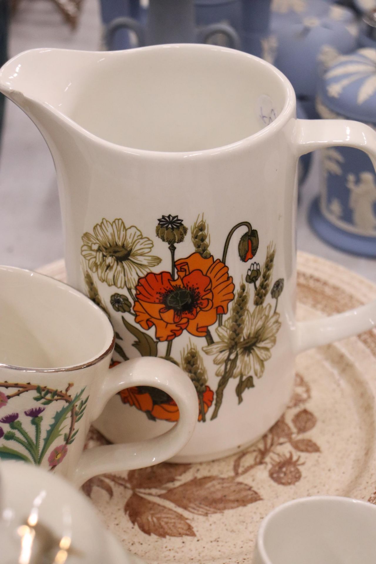 A QUANTITY OF CERAMICS TO INCLUDE CLASSICAL THEMED CUPS AND SAUCERS, PLATES, A LIDDED JAR, - Image 11 of 11