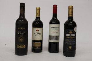 FOUR MIXED RED WINES TO INCLUDE TRIVENTO ARGENTINA 2016 MALBEC RESERVE, VINA ALBALI 2012 RESERVA,