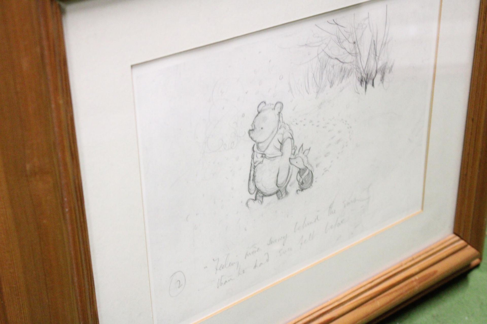 A WINNIE-THE-POOH AND PIGLET IN THE SNOW PENCIL PRINT, 51CM X 45CM - Image 4 of 4