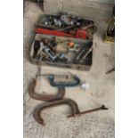 AN ASSORTMENT OF HAND TOOLS TO INCLUDE G CLAMPS AND STILSENS ETC