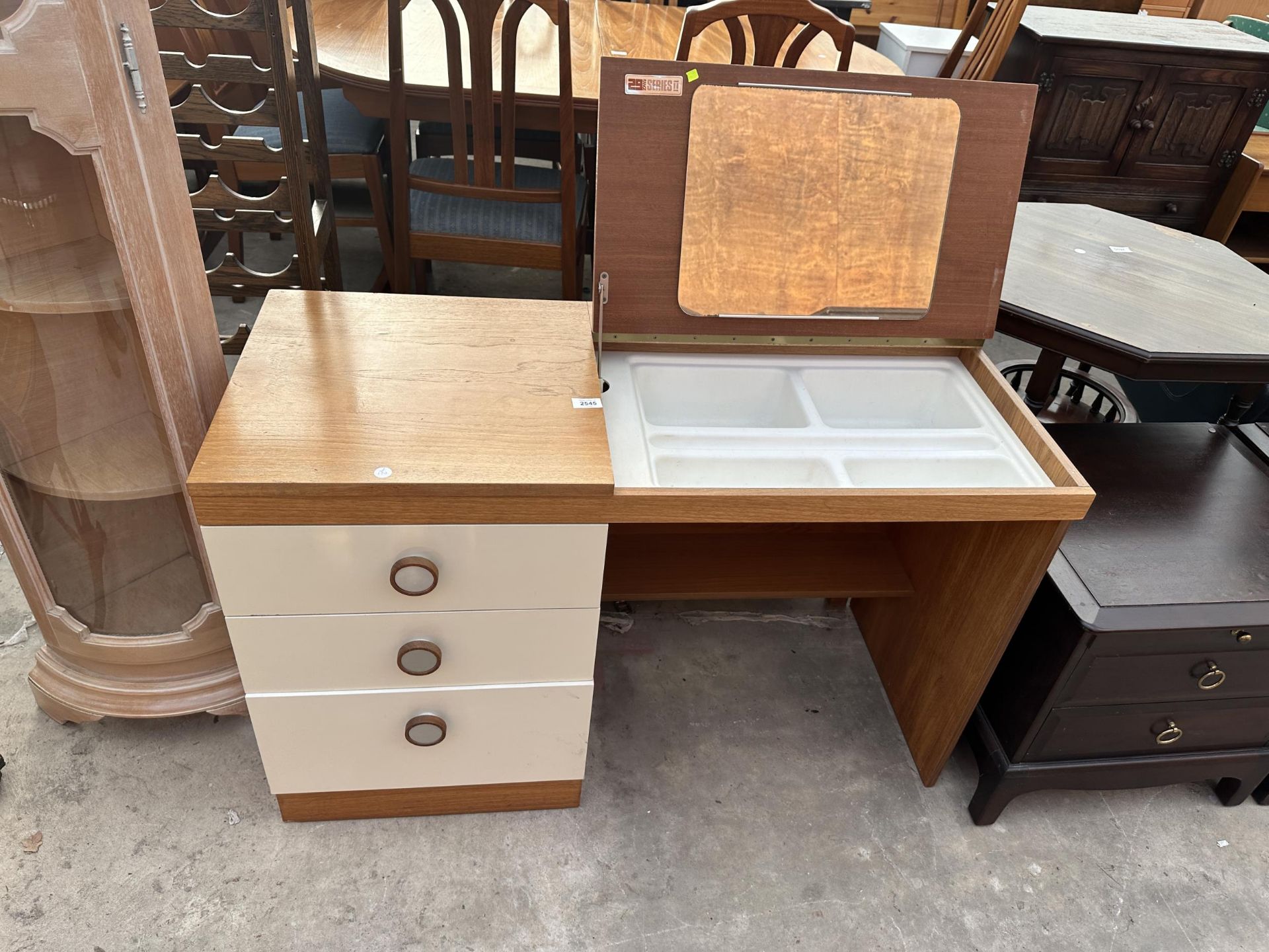 A RETRO TEAK UNIFLEX SERIES II DRESSING TABLE VANITY UNIT