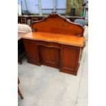 A VICTORIAN MAHOGANY THREE DOOR CHIFFONIER 60" WIDE