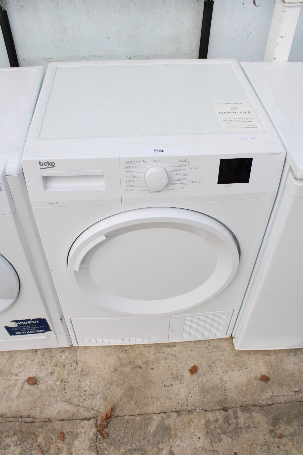 A WHITE BEKO 8KG CONDENSOR DRYER BELIEVED IN WORKING ORDER BUT NO WARRANTY