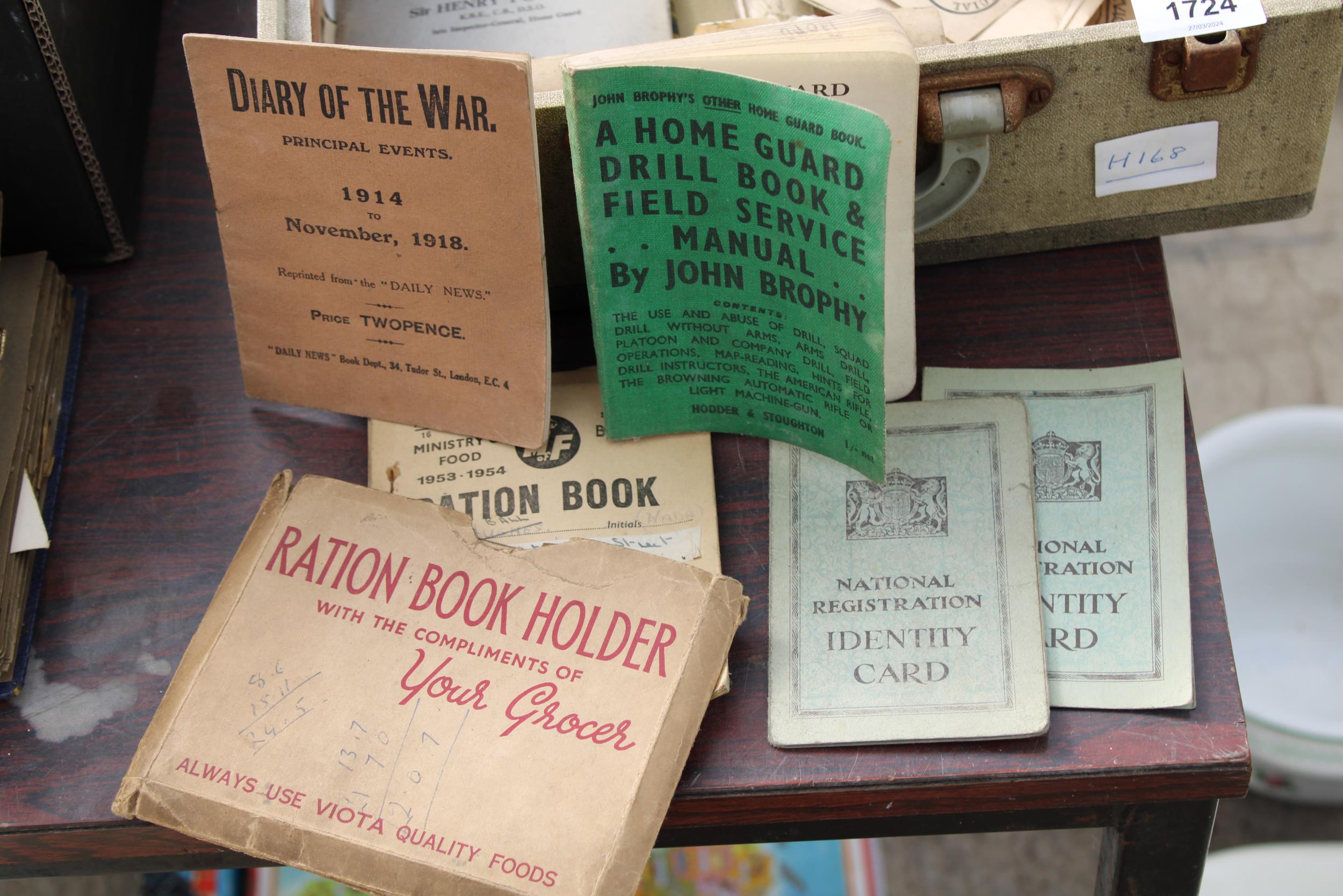 AN ASSORTMENT OF VINTAGE MILITARY EPHEMERA TO INCLUDE RATION BOOKS AND DRILL BOOKS ETC - Image 3 of 3