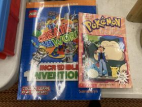 A POKEMON BOOK AND LEGO ALBUM FULL OF STICKERS (UNSTUCK)