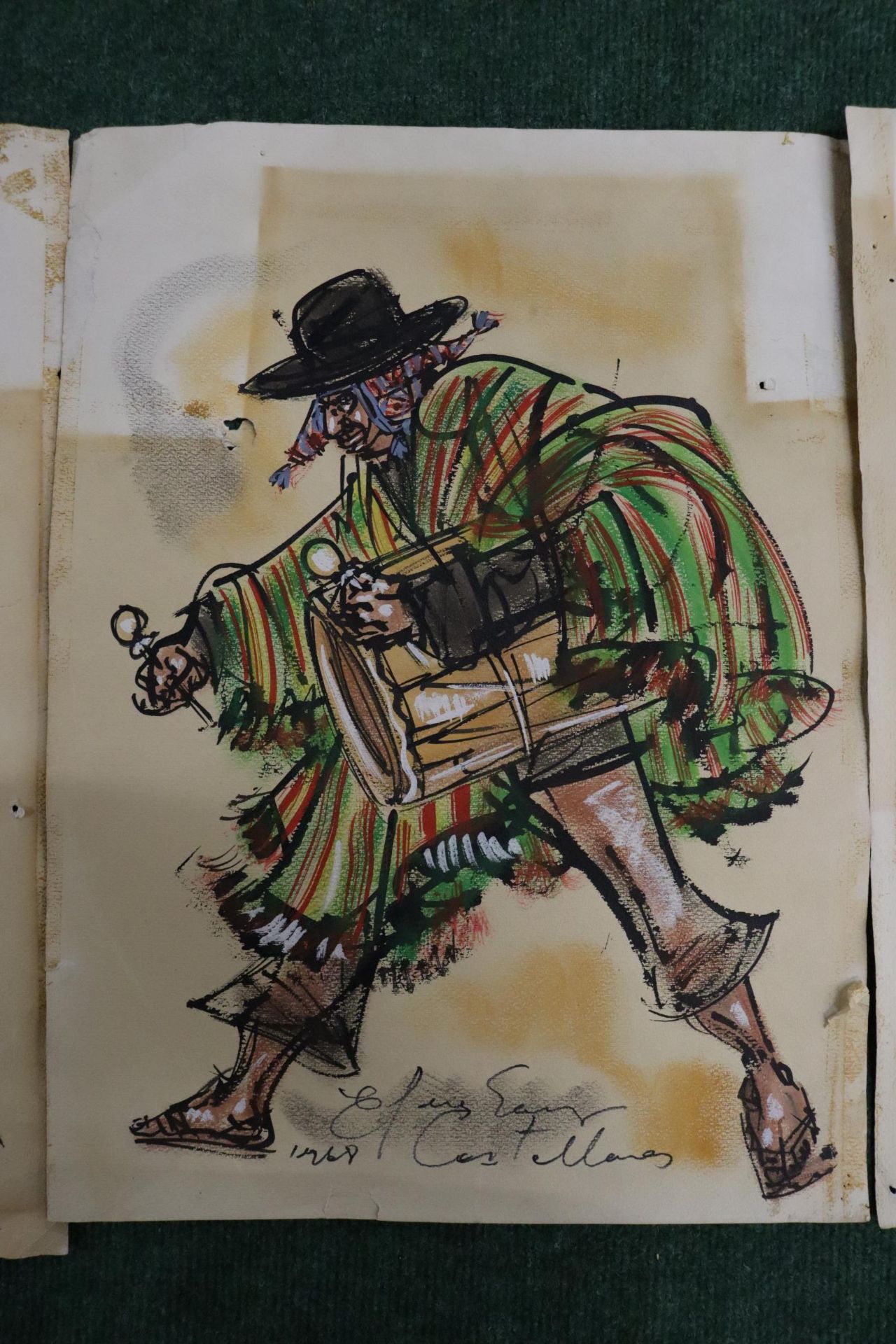 FOUR 1960'S WATERCOLOURS ON PAPER OF FIGURES - Image 3 of 9