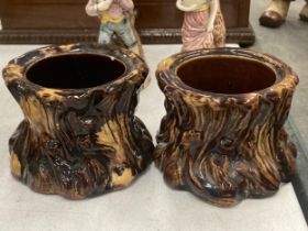 A PAIR OF CERAMIC OAK TREE VASES