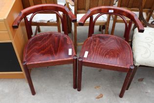A PAIR OF BENTWOOD ELBOW CHAIRS