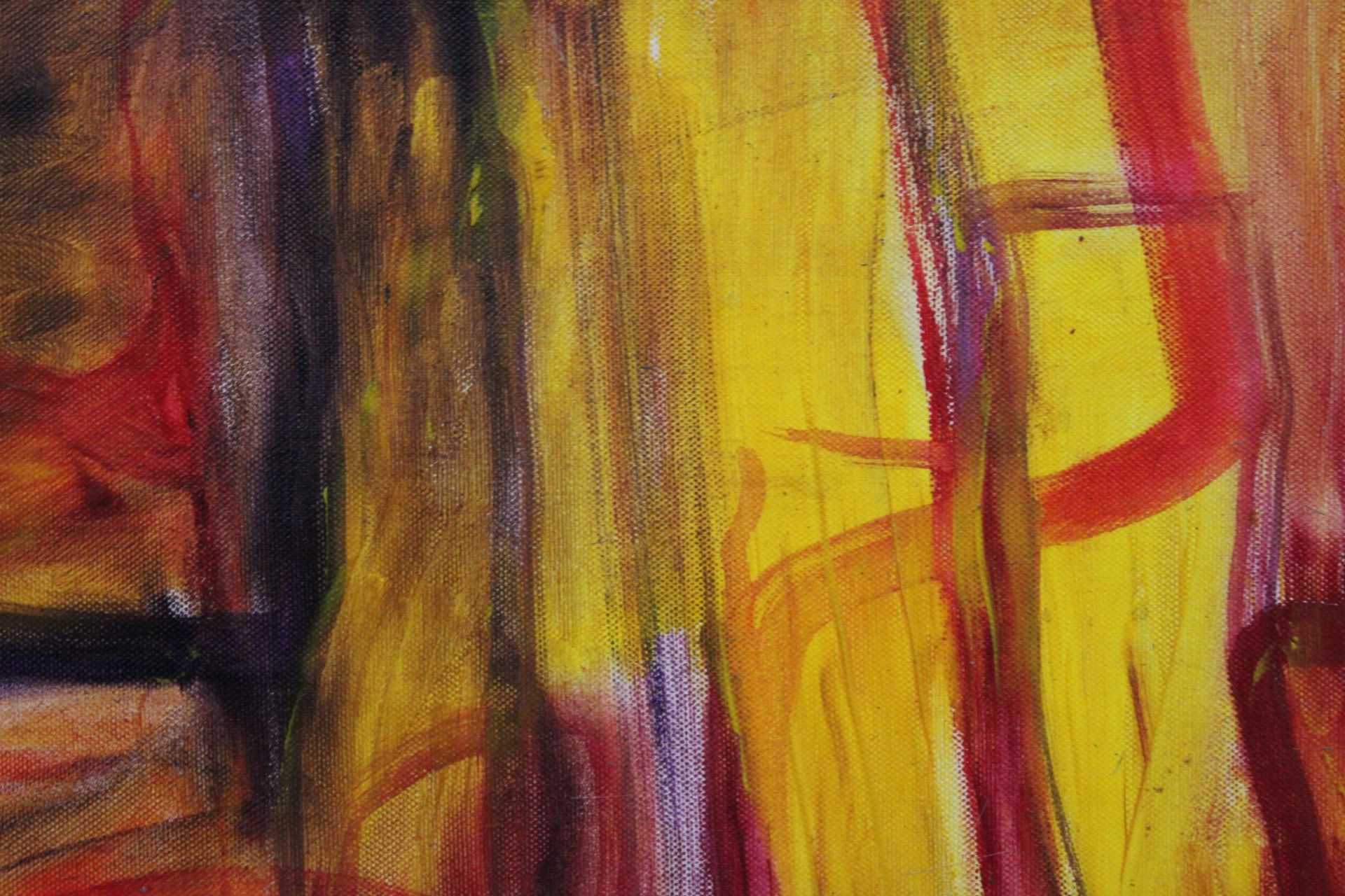 AN OIL ON CANVAS ABSTRACT PAINTING, 71CM X 71CM - Image 2 of 3
