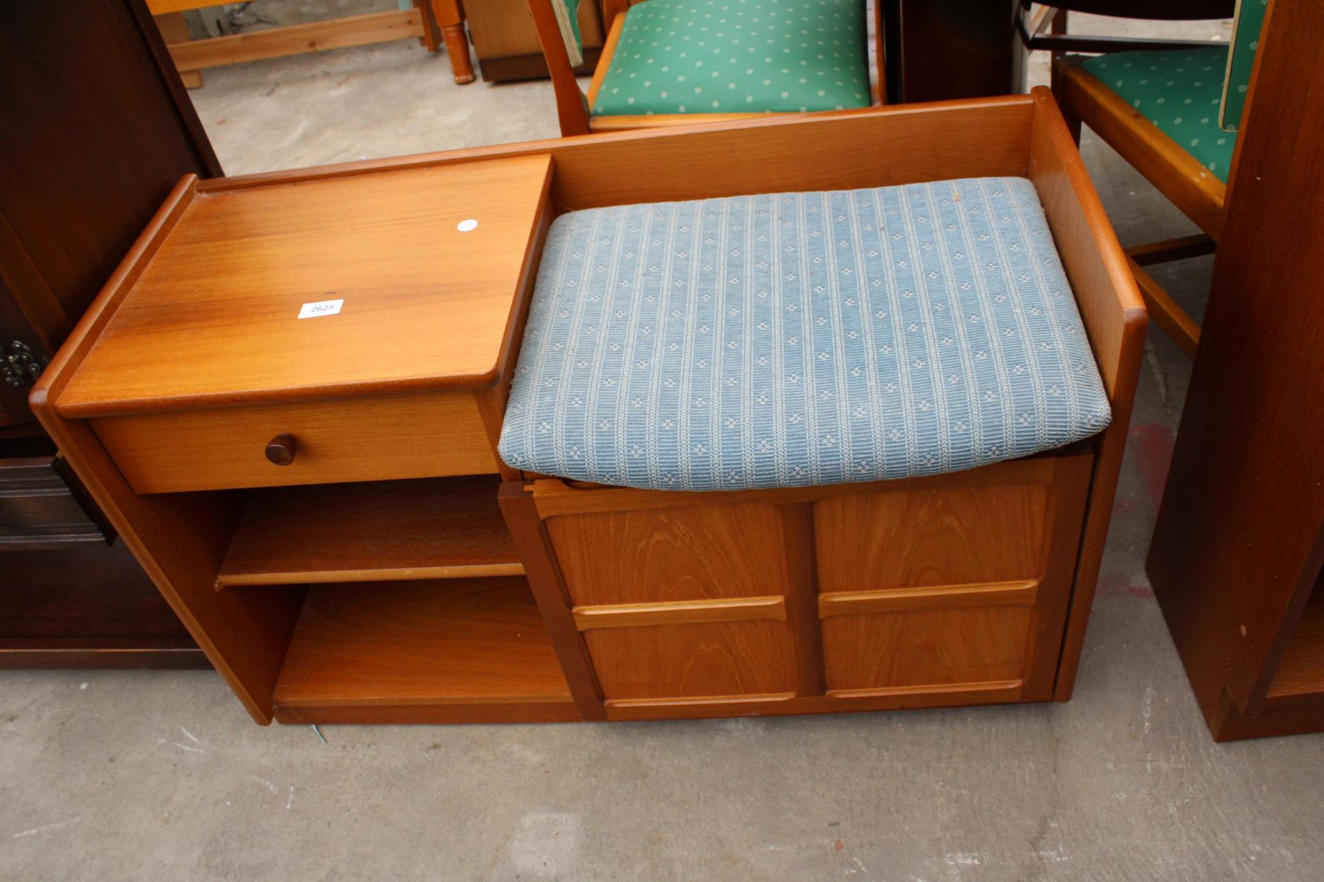 A RETRO TEAK PARKER KNOLL TELEPHONE TABLE/SEAT