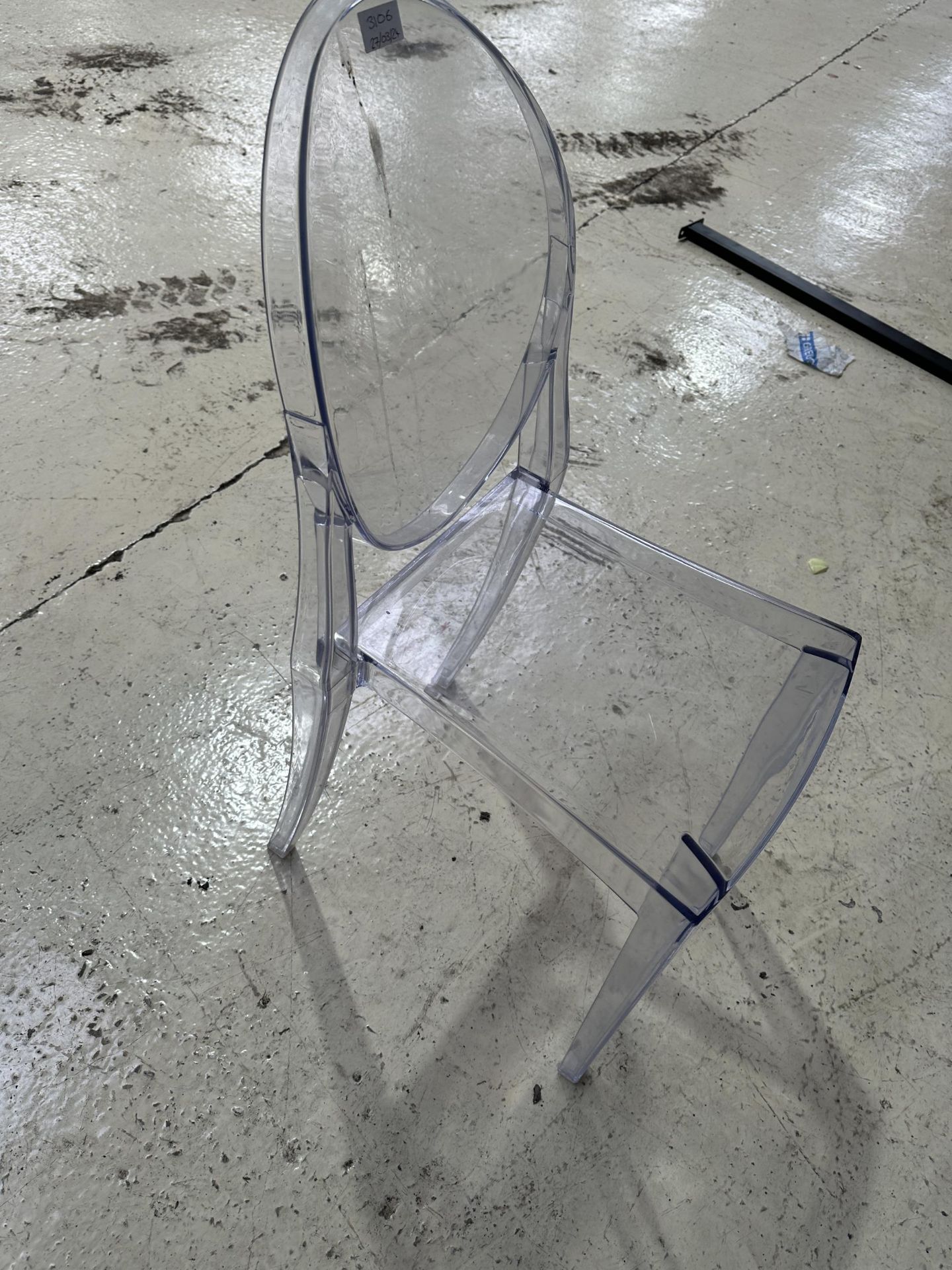 SEVEN MODERN CLEAR PLASTIC STACKING CHAIRS (FROM A DEVELOPER'S SHOW HOME - BELIEVED UNUSED) - Image 3 of 4