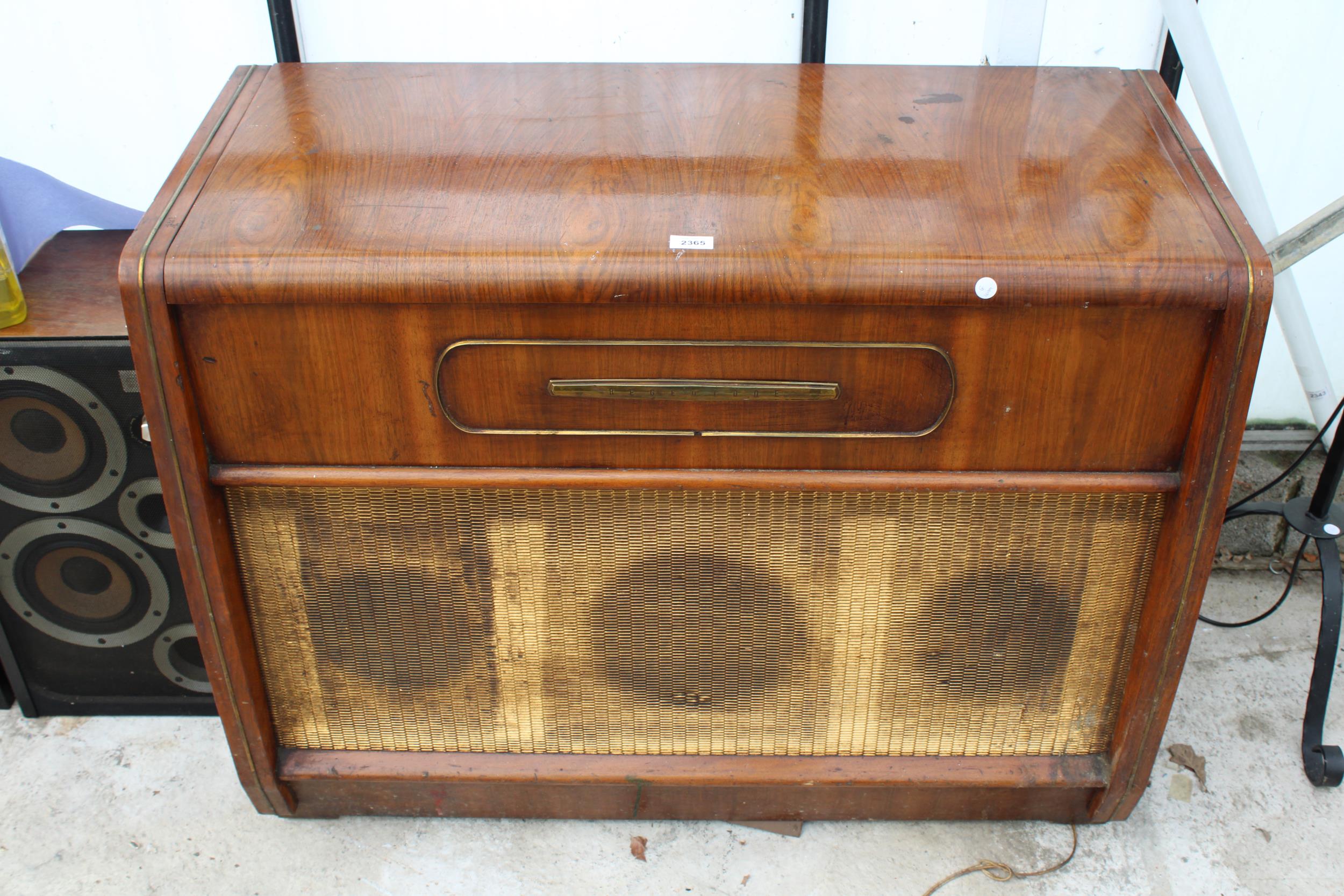 A VINTAGE MID CENTURY REGENTONE RADIOGRAM WITH A GARRARD DECK