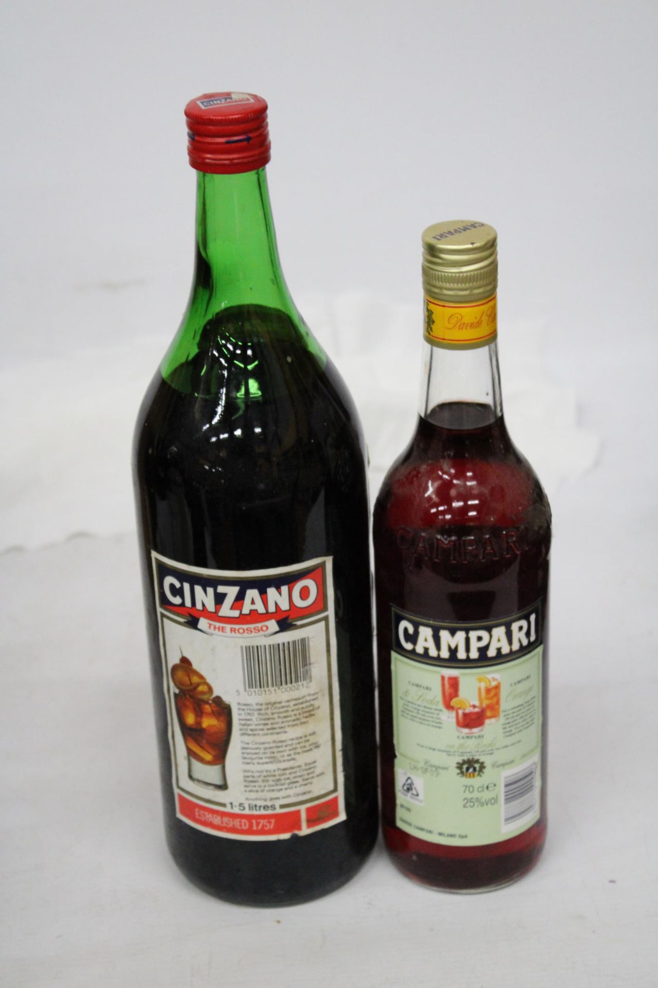A 1.5 LITRE BOTTLE OF CINZANO ROSSO VERMOUTH TOGETHER WITH A BOTTLE OF CAMPARI - Image 2 of 2