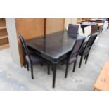 A LAURA ASHLEY HENSHAW EXTENDING DINIG TABLE 69" X 45" (LEAF 19.5" AND FOUR DINIG CHAIRS WITH