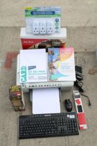 VARIOUS ITEMS TO INCLUDE A PRINTER, KEYBOARD REMOTE CONTROL TRANSMITTERS ETC