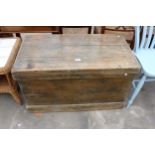 A VICTORIAN PINE AND BEECH BLANKET CHEST WITH ROPE HANDLES 37" X 19"