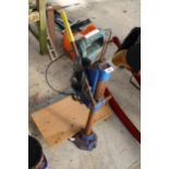 A RECORD DRILL STAND AND A BLACK AND DECKER DRILL