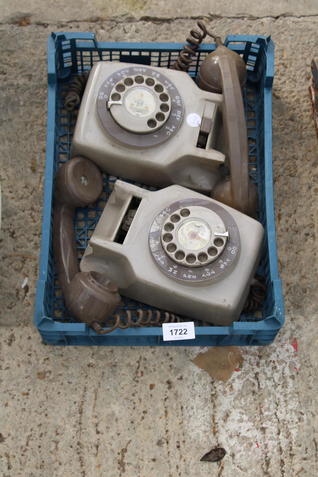 TWO RETRO GREY ROTARY DIAL TELEPHONES