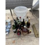 AN ASSORTMENT OF ITEMS TO INCLUDE A BREWING BUCKET AND AN ASSORTMENT OF BOTTLES