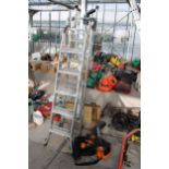 A WORK ELECTRIC LEAF BLOWER AND TWO ALUMINIUM MULTI FUNCTIONAL LADDERS